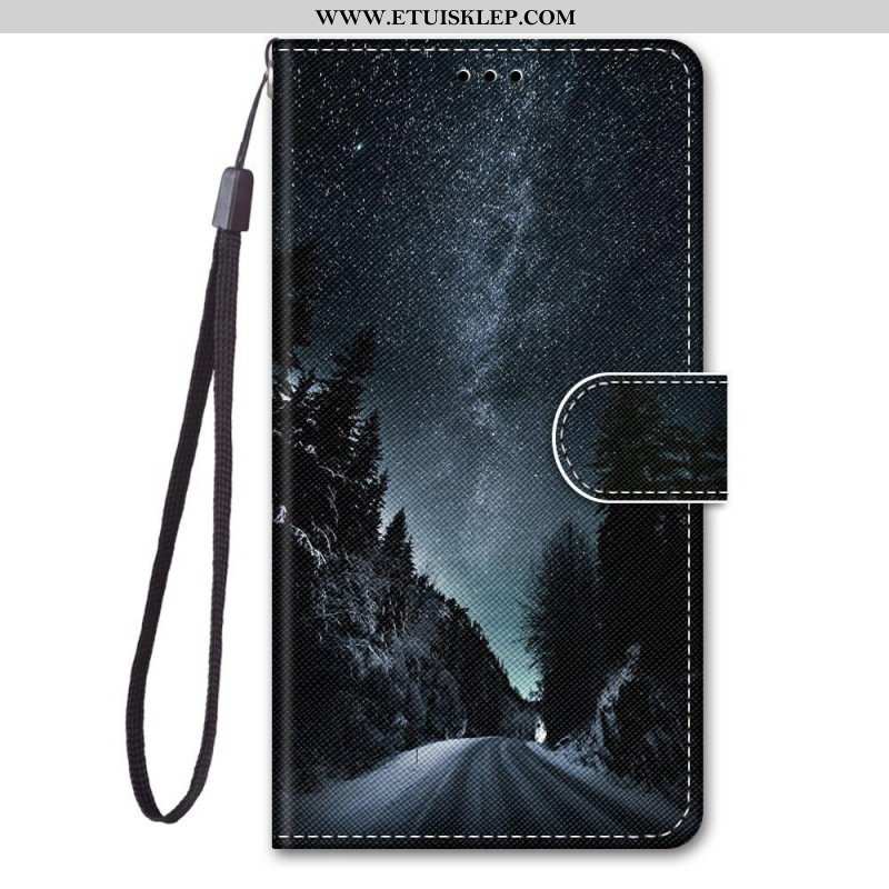 Etui Folio do Samsung Galaxy M53 5G z Łańcuch Krajobraz Smyczy